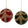 Hot The Jolly Christmas Shop Raz 4" Red Or Green Velvet Jeweled Ball Christmas Ornament