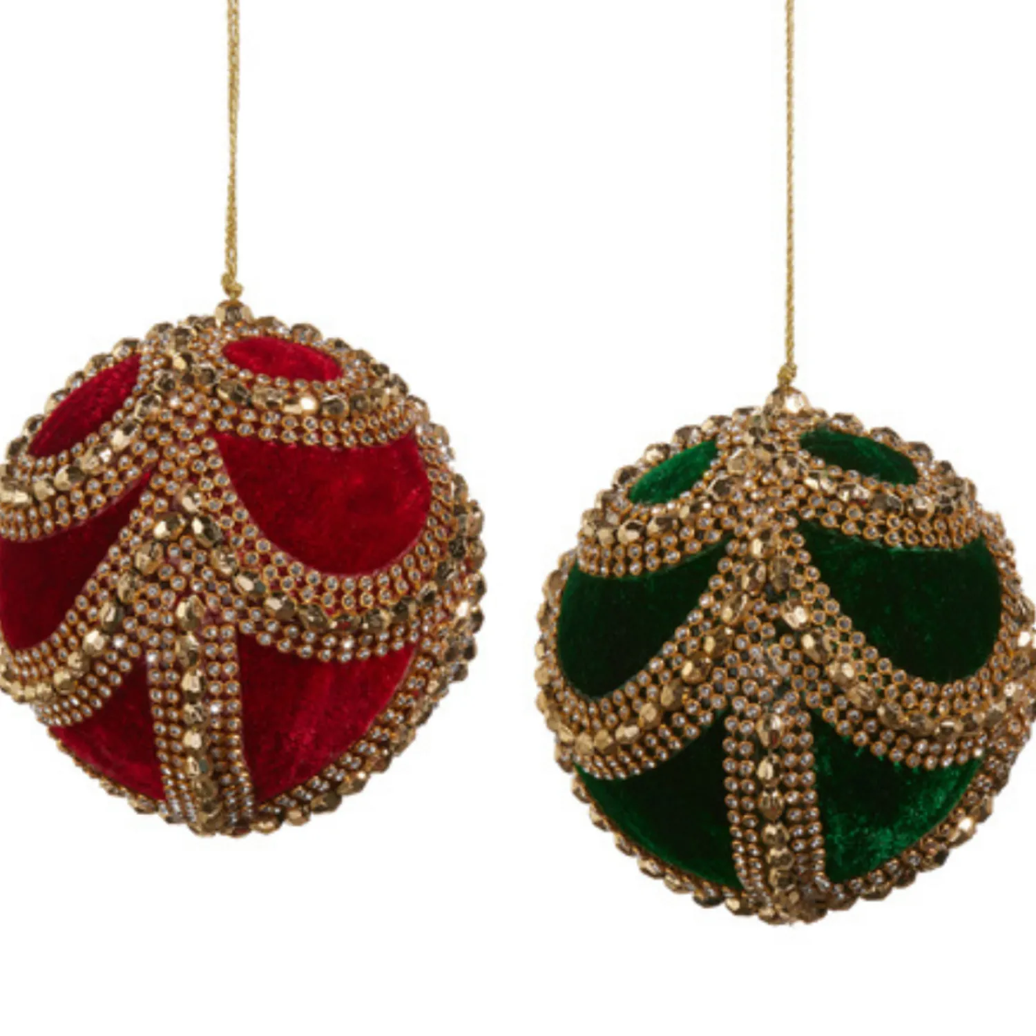 Hot The Jolly Christmas Shop Raz 4" Red Or Green Velvet Jeweled Ball Christmas Ornament