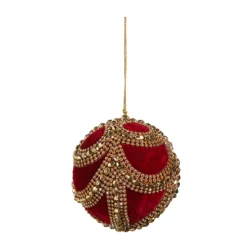 Hot The Jolly Christmas Shop Raz 4" Red Or Green Velvet Jeweled Ball Christmas Ornament