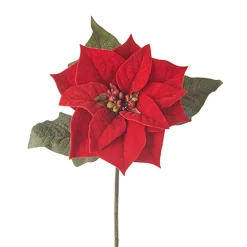 Hot The Jolly Christmas Shop Raz 26" Red Poinsettia Stem Christmas Tree Pick F4202497