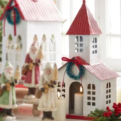 Clearance The Jolly Christmas Shop Raz 16.75" Red Roof Metal Church Christmas House 4312335