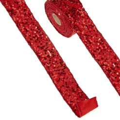 Hot The Jolly Christmas Shop Raz 2.5" Red Sequined Wired Christmas Ribbon R4371759