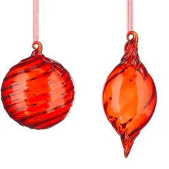 Best The Jolly Christmas Shop Raz 3.5" Red Swirl Glass Christmas Ornament 4224609