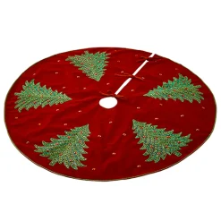 Clearance The Jolly Christmas Shop Raz 48" Red Velvet With Tree Embroidered Christmas Tree Skirt 4271787