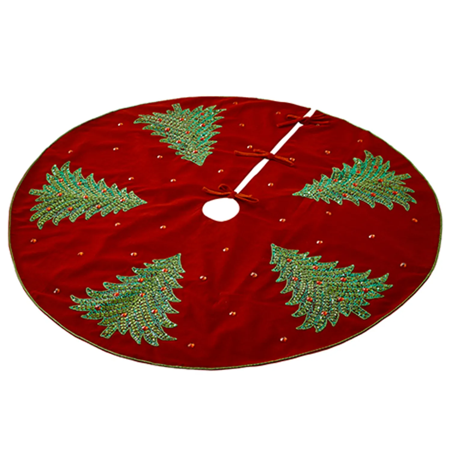 Clearance The Jolly Christmas Shop Raz 48" Red Velvet With Tree Embroidered Christmas Tree Skirt 4271787