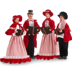 The Jolly Christmas Shop Raz 17.75" Red, White, And Black Carolers Family Christmas Decoration 4322101