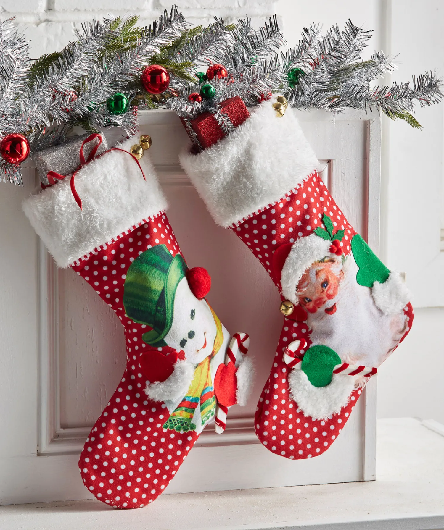 Best The Jolly Christmas Shop Raz 19" Retro Christmas Stocking Santa Or Snowman 4416274