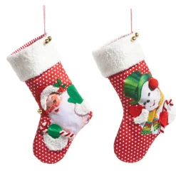 Best The Jolly Christmas Shop Raz 19" Retro Christmas Stocking Santa Or Snowman 4416274
