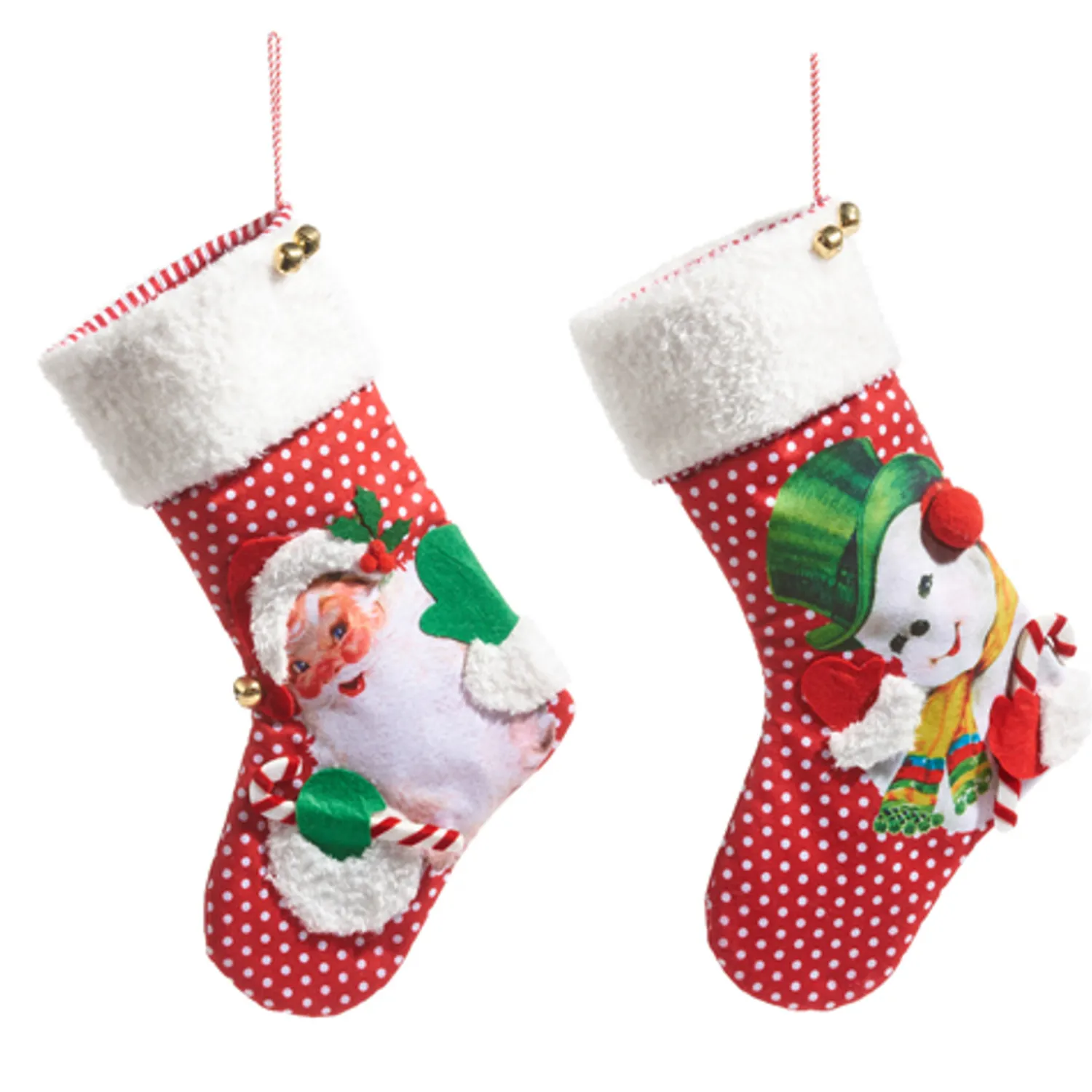 Best The Jolly Christmas Shop Raz 19" Retro Christmas Stocking Santa Or Snowman 4416274