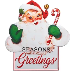 The Jolly Christmas Shop Raz 25.25" Retro Santa Metal Christmas Sign 4457275