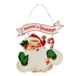 New The Jolly Christmas Shop Raz 17" Retro Santa Metal Wall Hanging Sign Christmas Decoration 4416275