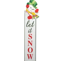 Hot The Jolly Christmas Shop Raz 42" Retro Snowman Let It Snow Metal Christmas Porch Sign 4411211