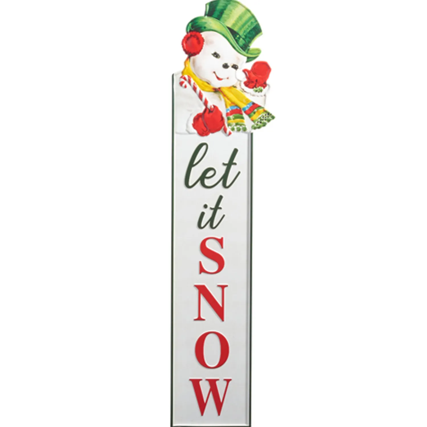 Hot The Jolly Christmas Shop Raz 42" Retro Snowman Let It Snow Metal Christmas Porch Sign 4411211