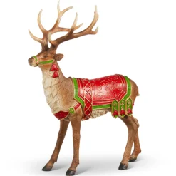 Sale The Jolly Christmas Shop Raz 12.5" Saddled Reindeer Christmas Figure 4301612