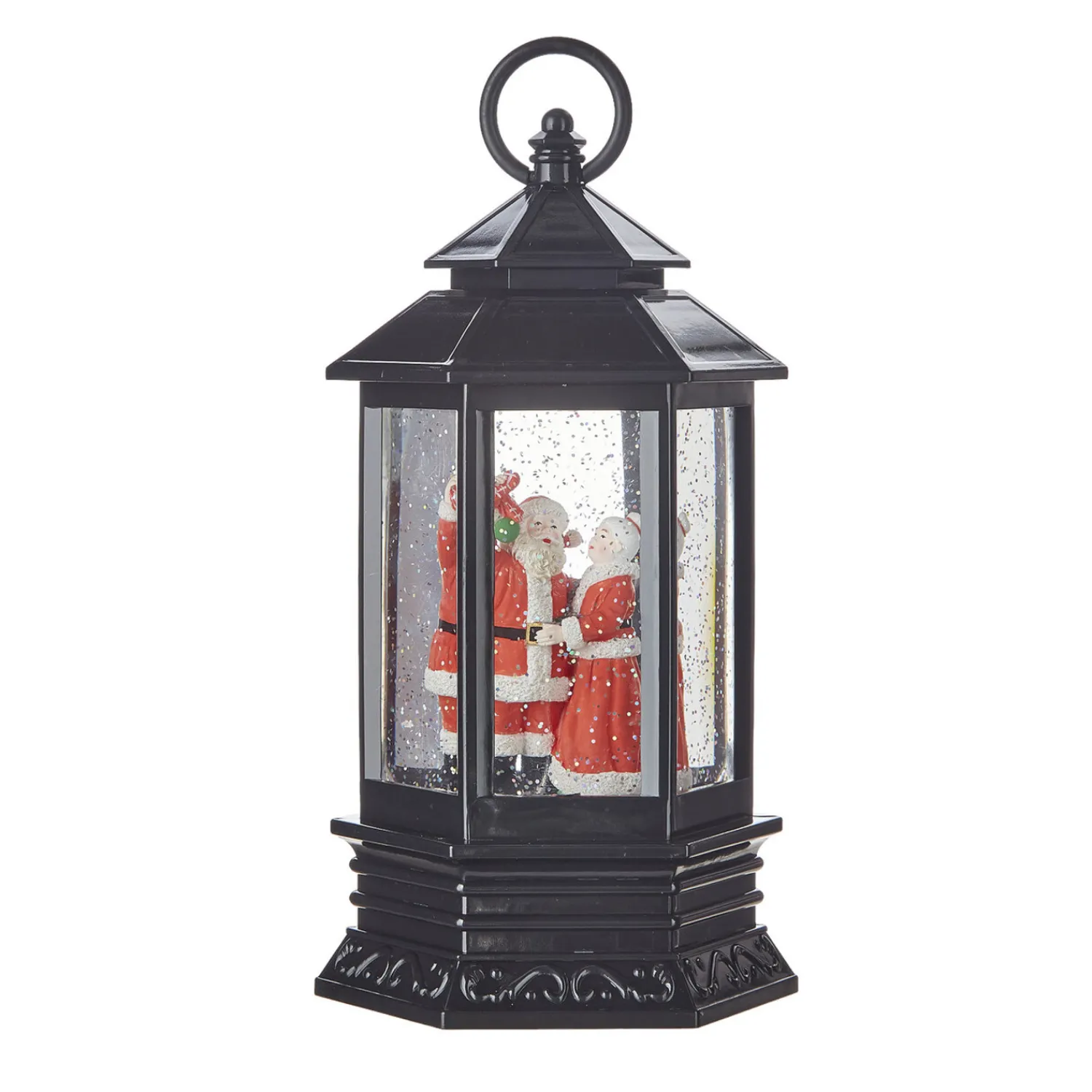 Hot The Jolly Christmas Shop Raz 10" Santa And Mrs. Claus Musical Lighted Water Globe Christmas Lantern 4115573