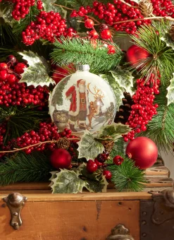 Sale The Jolly Christmas Shop Raz 5" Santa And Reindeer Portrait Glass Ball Christmas Ornament 4324618