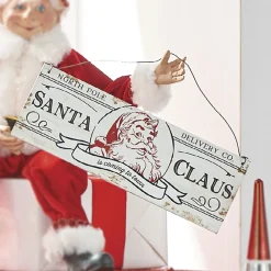 Clearance The Jolly Christmas Shop Raz 8" Santa Claus Hanging Christmas Ornament Sign 4116170