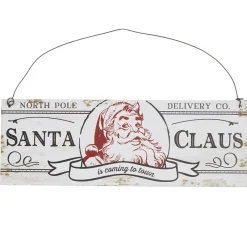 Clearance The Jolly Christmas Shop Raz 8" Santa Claus Hanging Christmas Ornament Sign 4116170