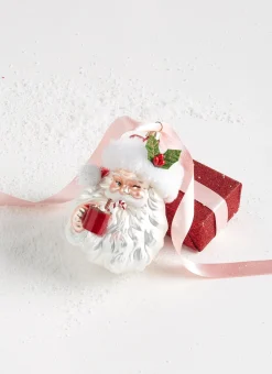 Best The Jolly Christmas Shop Raz 5.25" Santa Drinking Cocoa Glass Christmas Ornament 4352851