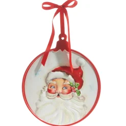 Discount The Jolly Christmas Shop Raz 11.25" Santa Embossed Metal Christmas Ornament 4321322