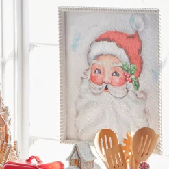 Sale The Jolly Christmas Shop Raz 16" Santa Face Framed Wall Art Christmas Sign 4359054