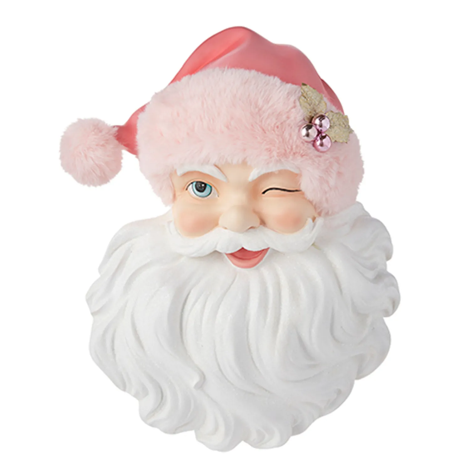 Sale The Jolly Christmas Shop Raz 17" Santa Face With Pink Hat Christmas Wall Decoration 4210233