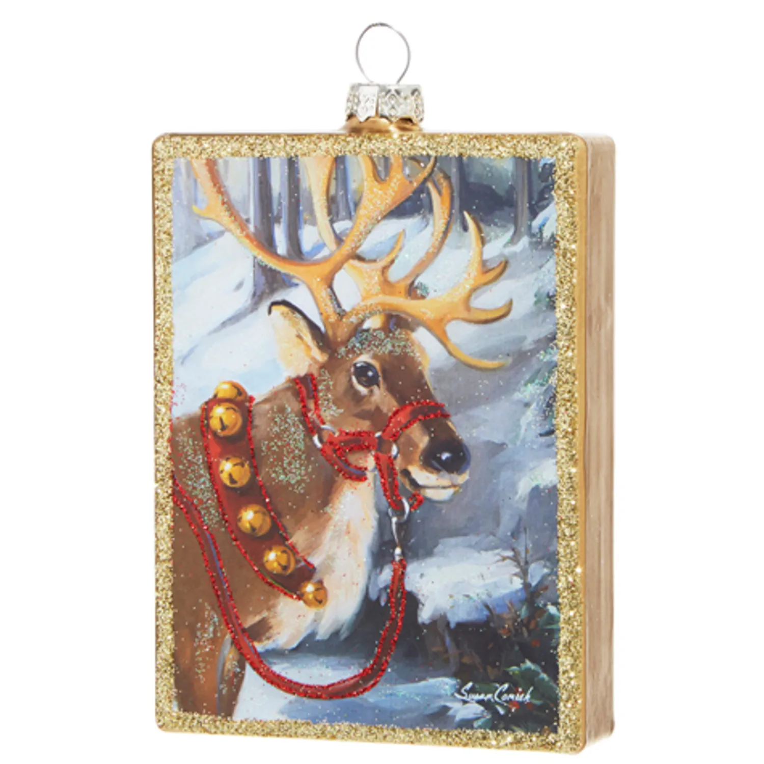 The Jolly Christmas Shop Raz 4.5" Santa Or Reindeer Painted Style Glass Christmas Ornament