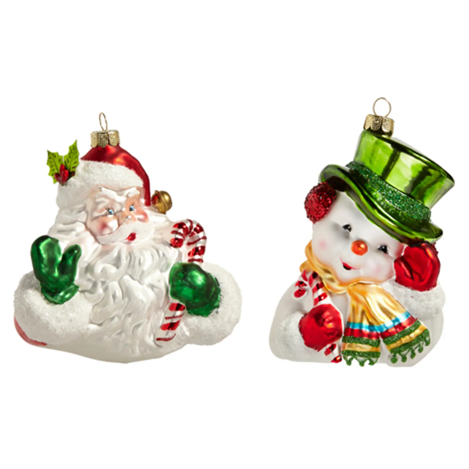 Sale The Jolly Christmas Shop Raz 5" Santa Or Snowman Retro Glass Christmas Ornament 4452872