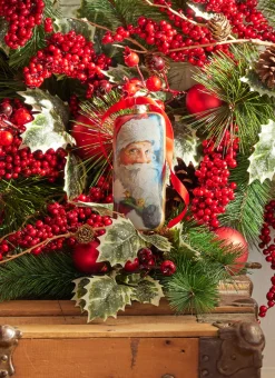 The Jolly Christmas Shop Raz 6" Santa Portrait Glass Christmas Ornament 4324617