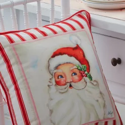 The Jolly Christmas Shop Raz 18" Santa Red And White Striped Christmas Pillow 4345535