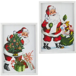 Best The Jolly Christmas Shop Raz 22" Santa Shadow Box Framed Print Christmas Sign Wall Decoration 4144599