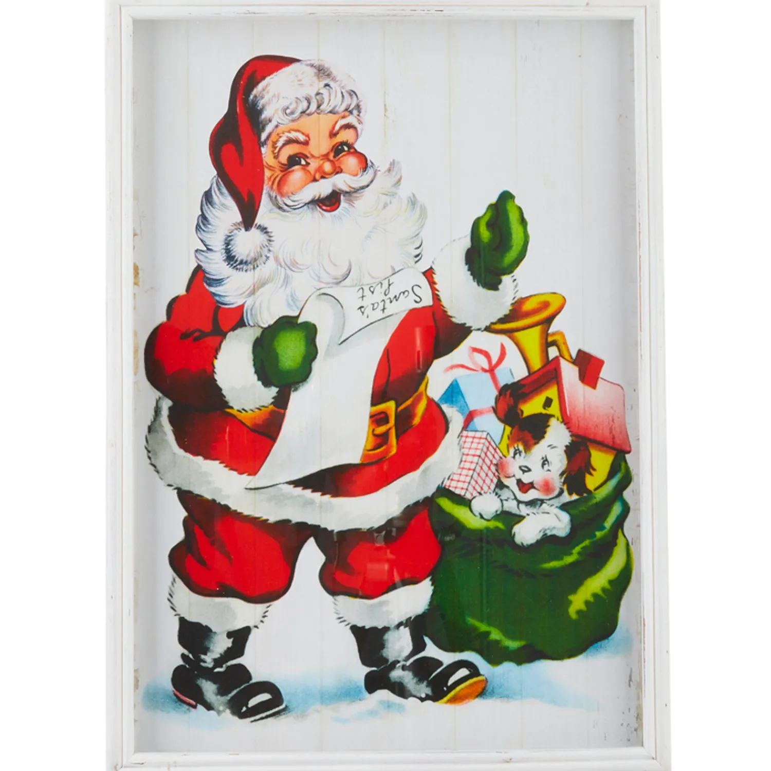 Best The Jolly Christmas Shop Raz 22" Santa Shadow Box Framed Print Christmas Sign Wall Decoration 4144599