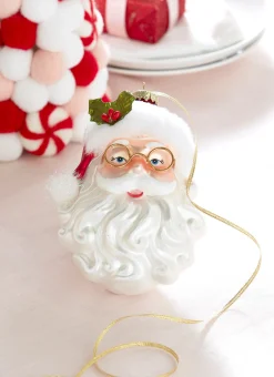 Hot The Jolly Christmas Shop Raz 6.5" Santa With Glasses Glass Christmas Ornament 4352897