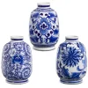 Outlet The Jolly Christmas Shop Raz 6.25" Set Of 3 Blue Chinoiserie Delft Bud Vase X4334408