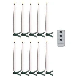 Hot The Jolly Christmas Shop Raz 6" Set Of 10 Clip On Lighted Candles With Remote 4324035