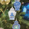 Best The Jolly Christmas Shop Raz 6" Set Of 3 Delft Ginger Jar Cut Out Christmas Ornament 4210273