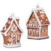 New The Jolly Christmas Shop Raz 5" Set Of 2 Gingerbread House Glass Christmas Ornament 4352867