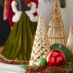 New The Jolly Christmas Shop Raz 11.5" Set Of 3 Gold Mercury Glass Christmas Trees Decoration 4322858