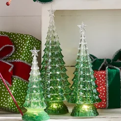 Discount The Jolly Christmas Shop Raz 15" Set Of 3 Lighted Green Christmas Trees 4416230