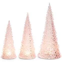 Hot The Jolly Christmas Shop Raz 15.5" Set Of 3 Lighted Pink Christmas Trees 4416231