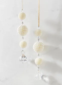 Sale The Jolly Christmas Shop Raz 7.5" Set Of 2 Pearl Drop Christmas Ornament 4316084