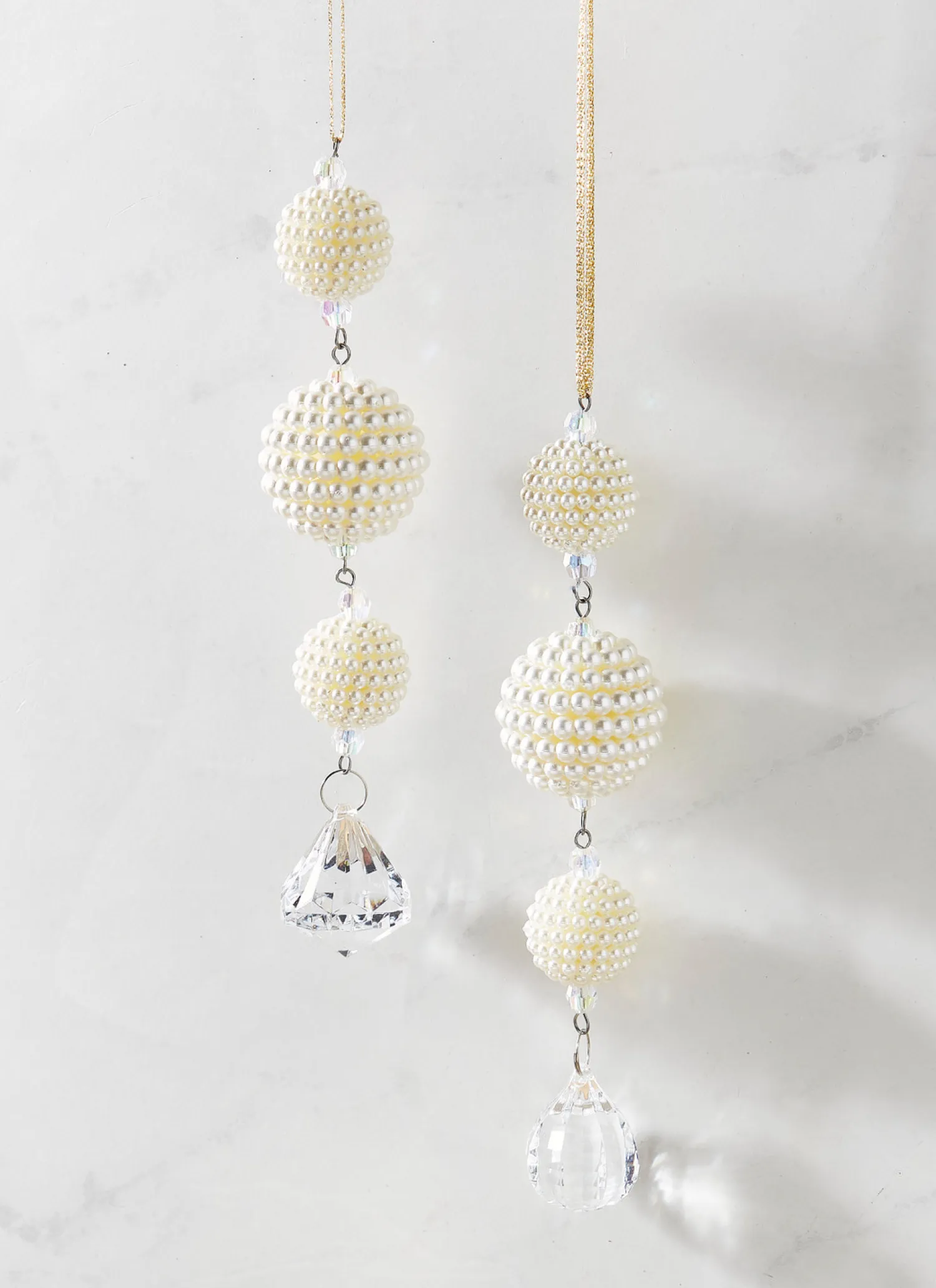 Sale The Jolly Christmas Shop Raz 7.5" Set Of 2 Pearl Drop Christmas Ornament 4316084