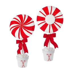 Clearance The Jolly Christmas Shop Raz 31" Set Of 2 Peppermint Topiary Christmas Figure 4216212