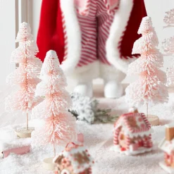 Discount The Jolly Christmas Shop Raz 9" Set Of 3 Pink Snowy Bottle Brush Trees 4316059