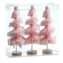 Discount The Jolly Christmas Shop Raz 9" Set Of 3 Pink Snowy Bottle Brush Trees 4316059