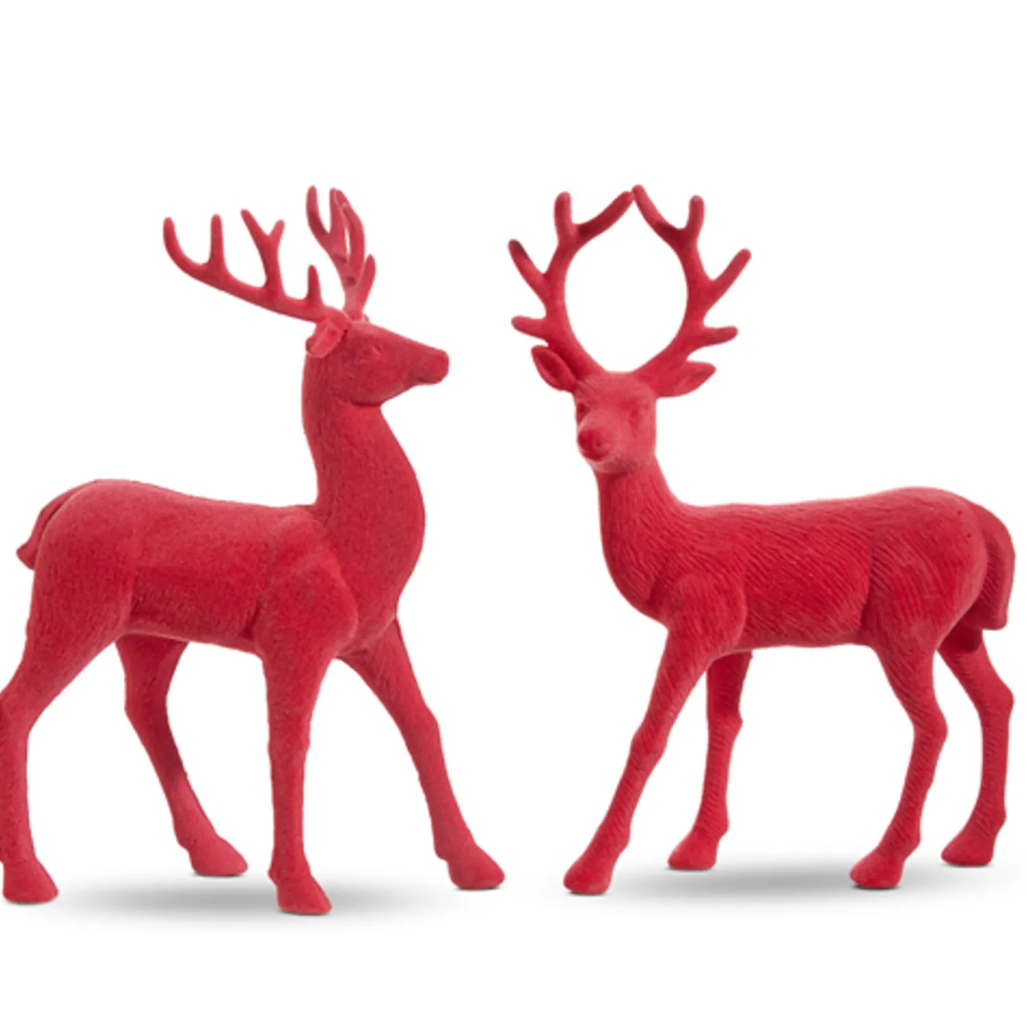 Hot The Jolly Christmas Shop Raz 12.5" Set Of 2 Pink Velvet Reindeer Christmas Decoration 4402407