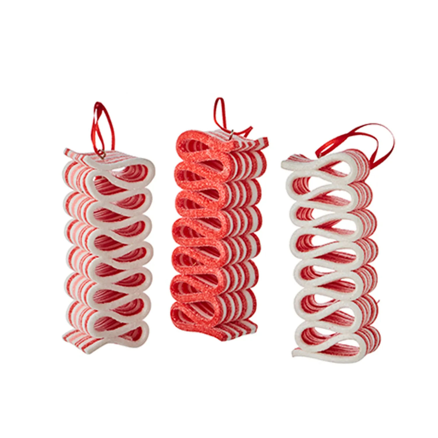 Discount The Jolly Christmas Shop Raz 4" Set Of 3 Red And White Ribbon Candy Christmas Ornament 4215563