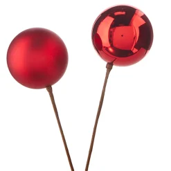 Sale The Jolly Christmas Shop Raz 12" Set Of 2 Red, Gold, Silver Or Green Ball Ornament Christmas Tree Pick