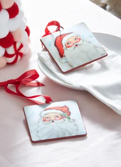 Best The Jolly Christmas Shop Raz 4" Set Of 2 Santa Face Disc Christmas Ornament 4321321
