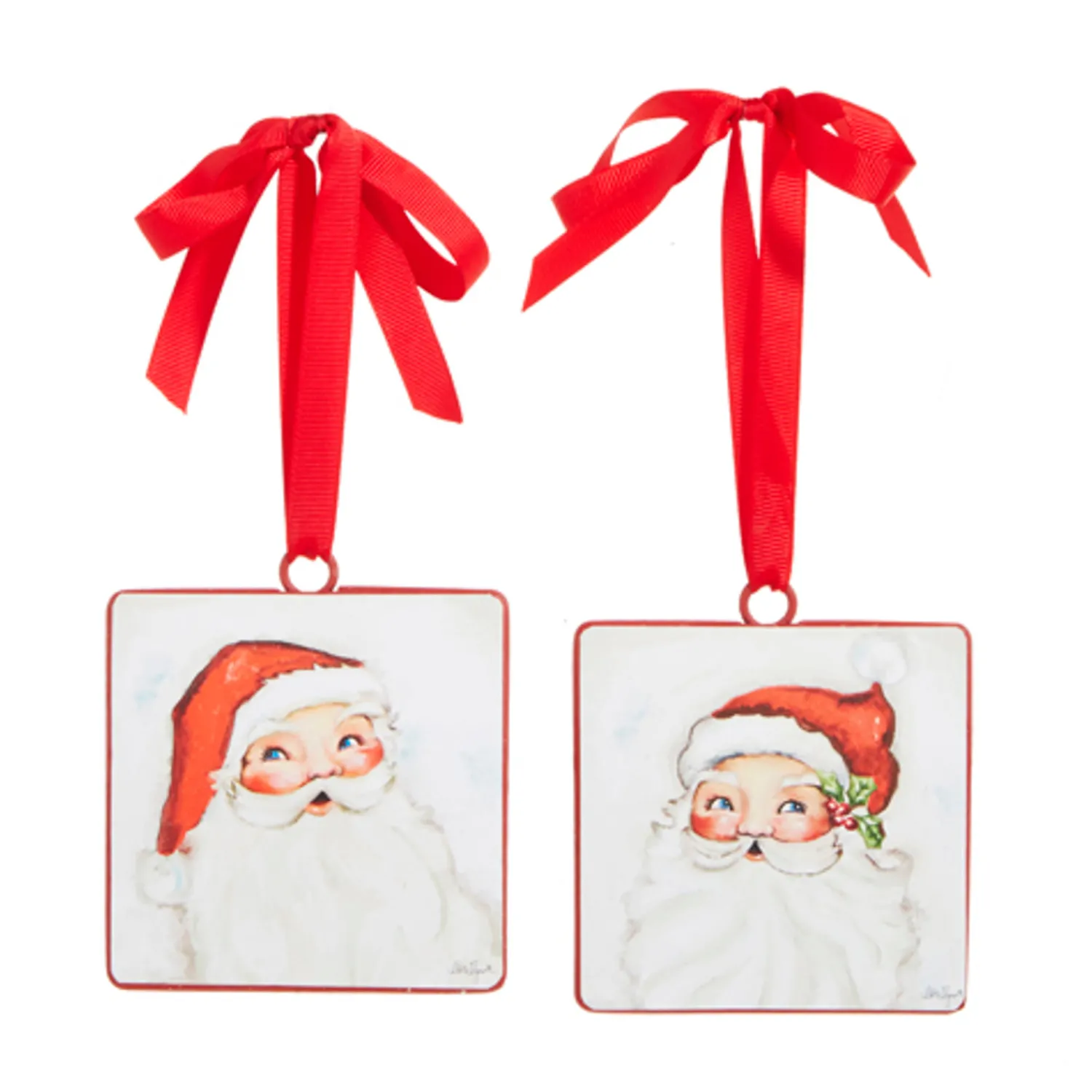 Best The Jolly Christmas Shop Raz 4" Set Of 2 Santa Face Disc Christmas Ornament 4321321